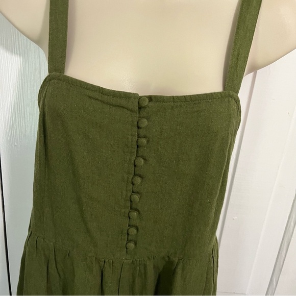 Madewell Button Down Jumpsuit Green Linen Cotton Size 0 T2 - Picture 4 of 11